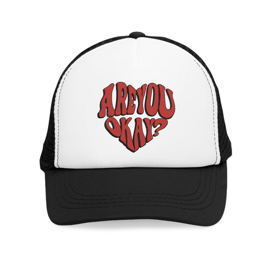 Are You Okay? Heart Design Mesh Cap - Stylish Trucker Hat for Positive Vibes